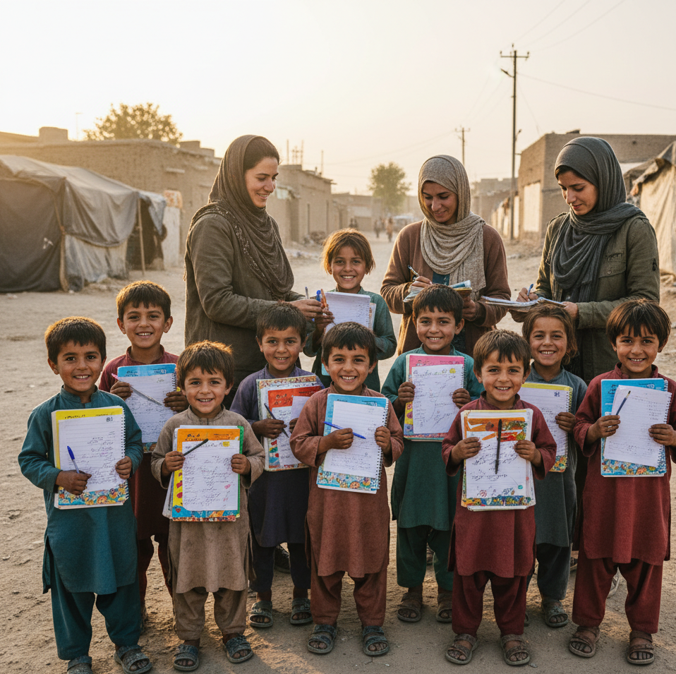 لباس و لوازم درسی برای کودکی که هیچ ندارد.